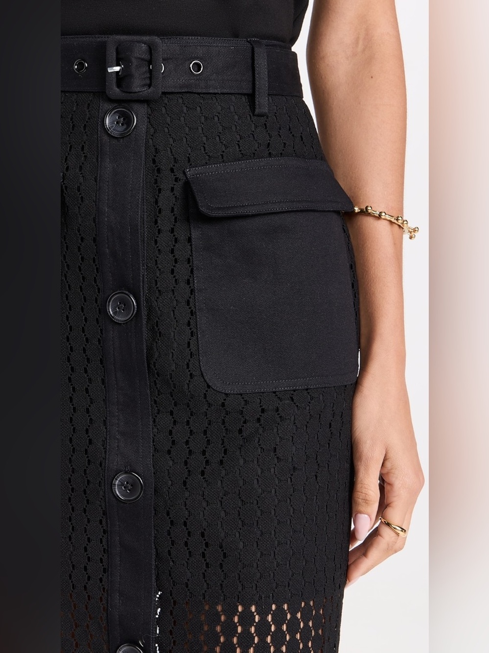 SOLID & STRIPED The Harper Lace Midi Skirt in Black Size XS - Like New - Picture 3 of 15